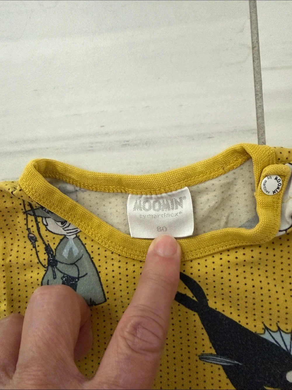 Moomin by Martinex Long-Sleeve Onesie in Yellow with Moomin Characters Size 80cm